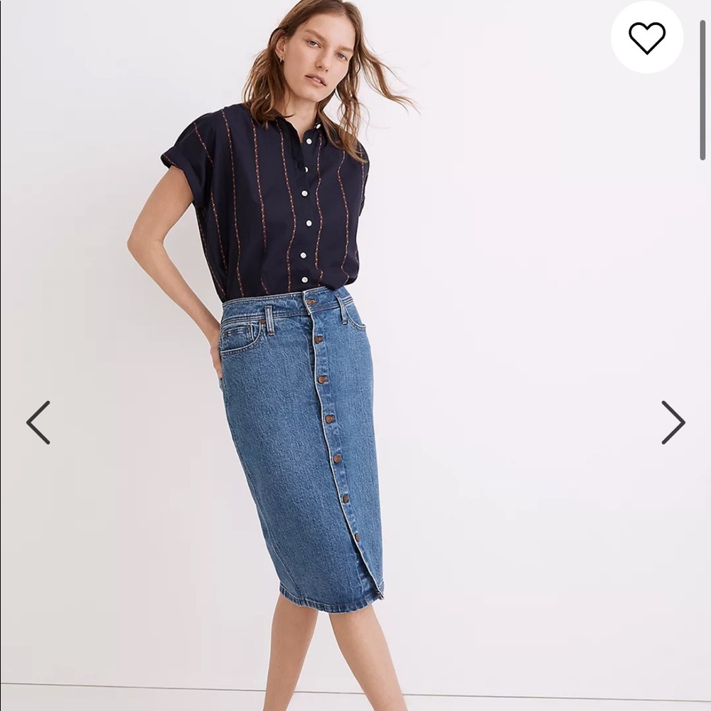 NWT Madewell Denim High-Waist Midi Skirt in Holton Wash: Western Edition
